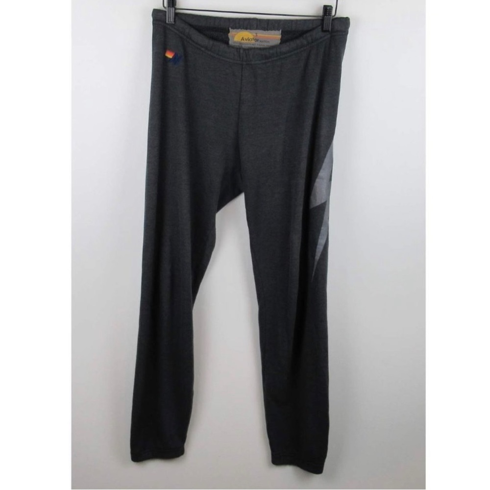 Aviator Nation Gray Lightening Bolt Sweatpants